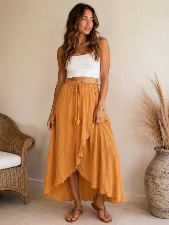 1. STATE Dresses & Skirts - 1. STATE Desert Oasis Orange Canyon High-Low Wrap Maxi Skirt